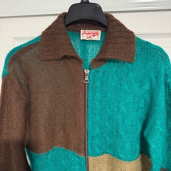 ANDERSSON BELL Men’s Patchwork Checkered Zip Cardigan Mohair Sweater M - Picture 2 of 15